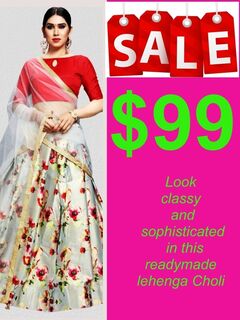 Look classy and sophisticated  in this readymade lehenga Choli