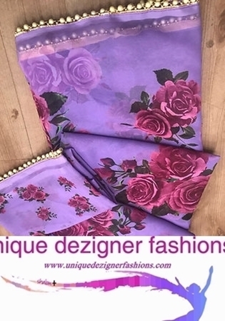Designer rose prints georgette saree